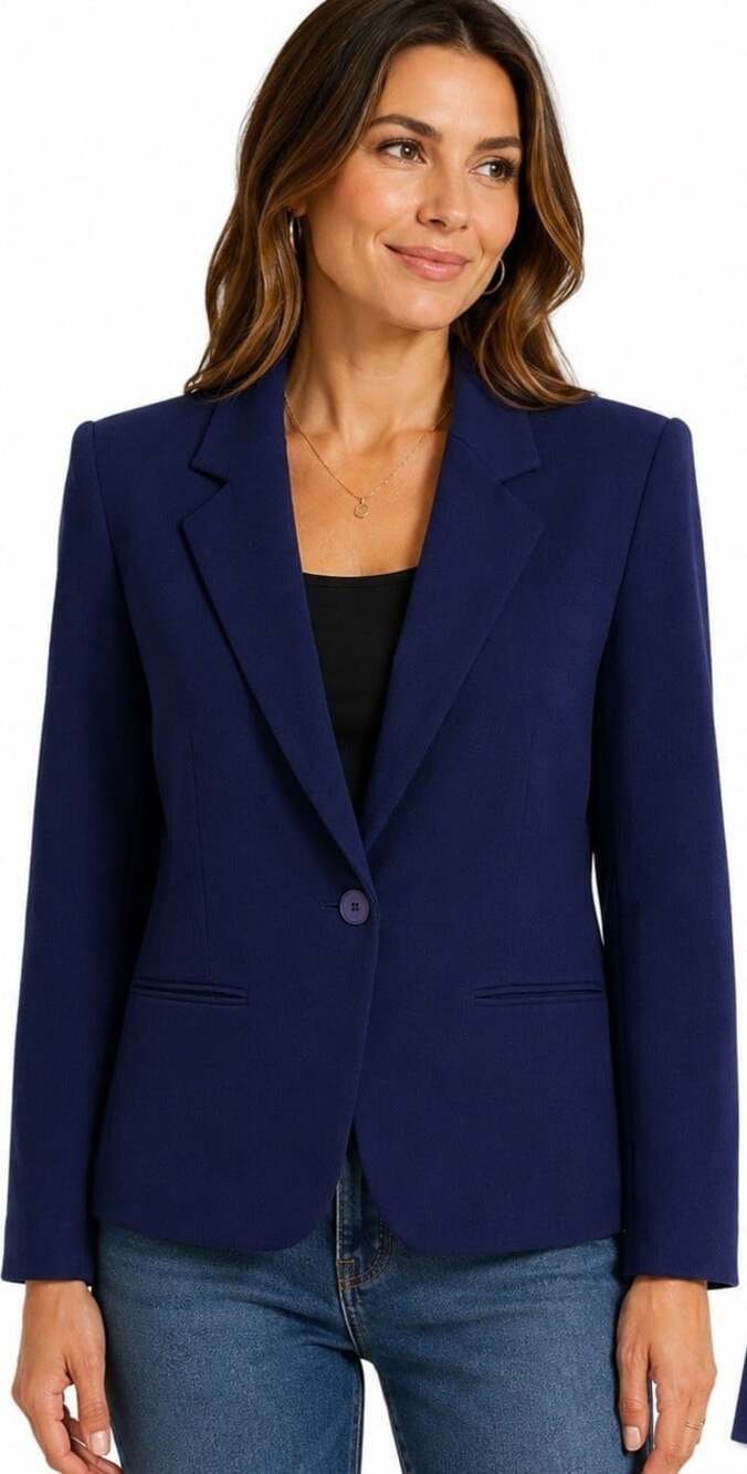 Sellecca Women’s Blue Blazer 100% Wool Size 8 Single Button Lined Vintage 1980’s